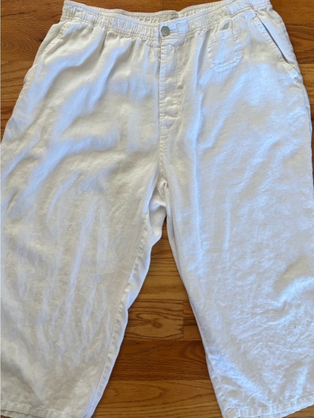 Women’s St. John’s Bay 100% Linen Wide Leg Crop/Capri Pull On Pants